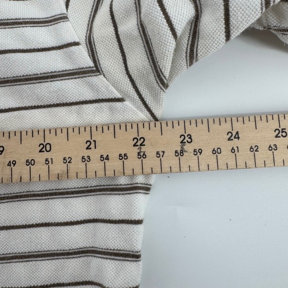 Polo Ralph Lauren Mens Large Striped Short Sleeve Polo Shirt Tan Brown - Picture 6 of 8